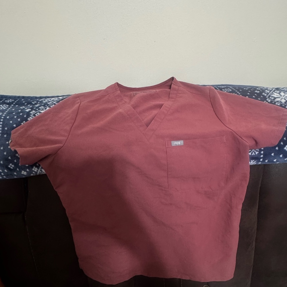 Pink V-Neck Scrub Top